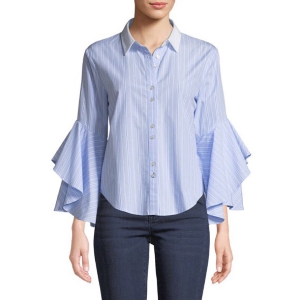 Jonathan Simkhai ruffle-sleeve button down shirt